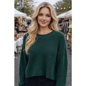 Toad And Co Ribbed Sweater Forest Green Soft Quiet Luxury Clean Girl Classic L